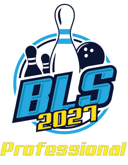 Logo for BLS 2021 Professional Bowling League with bowling pins and ball iconography in a circular emblem,”,